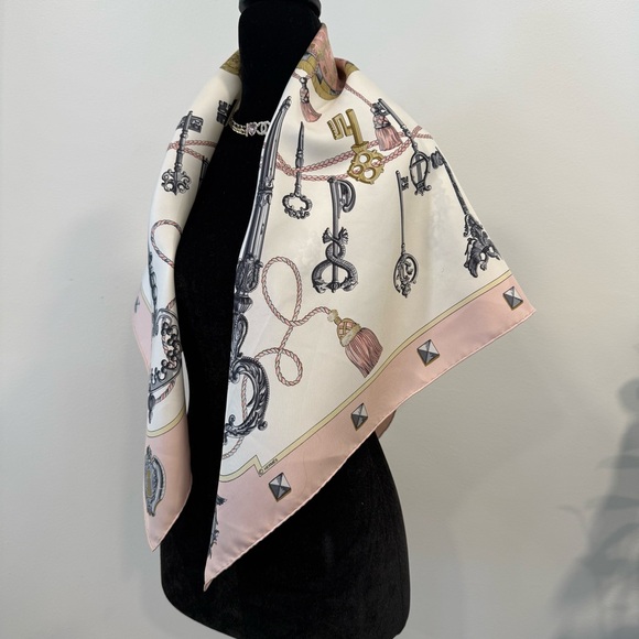 Authentic Hermes Pink and Gold Silk Scarf - Picture 8 of 11